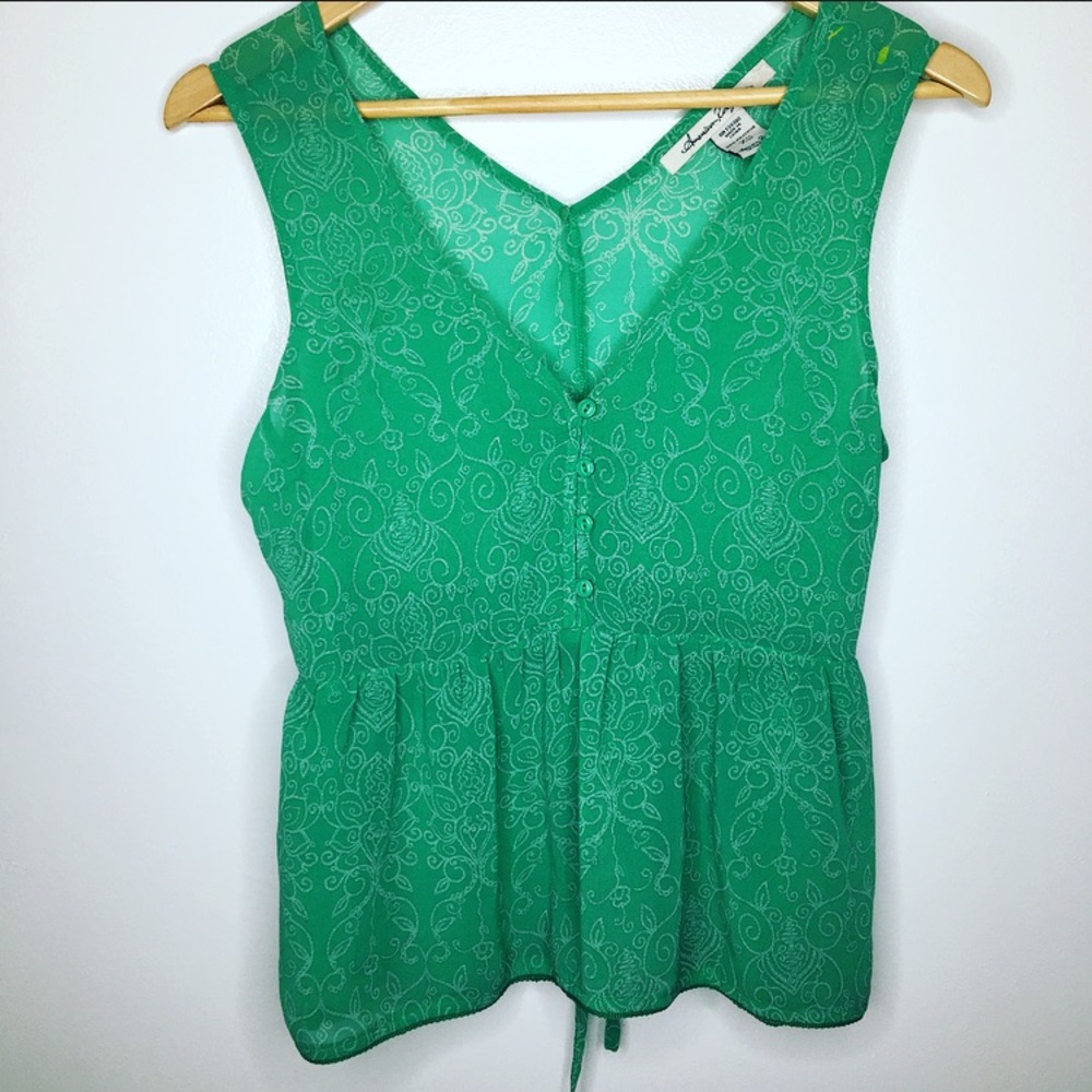 American Rag | Tie back Button Down Tank SemiSheer